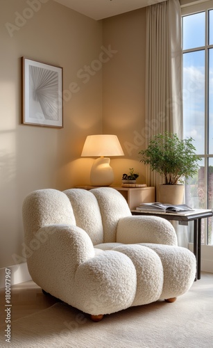 Cozy Seating Area With Natural Light and Greenery in a Stylish Interior Space
