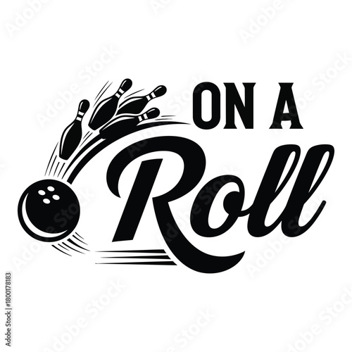 Bowling ball striking pins black and white vector illustration design