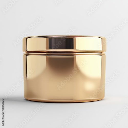 Elegant Gold Jar With Smooth Reflective Surface Displayed on Simple Background