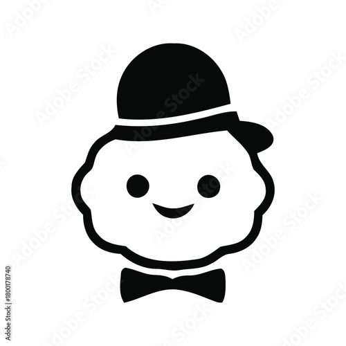 Cartoon Character with Bowler Hat and Bow Tie Digital Illustration