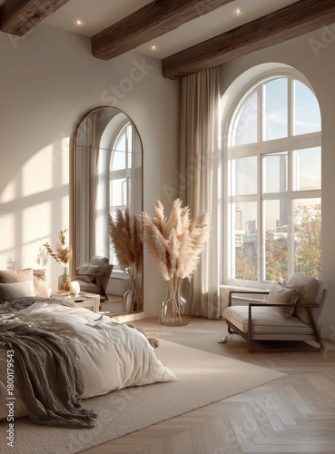 Cozy Bedroom With Natural Light and Elegant Decor Creating a Serene Atmosphere