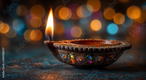 Elegant Decorative Lamp With Vibrant Colors and Warm Light at Night Celebration