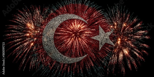 Fireworks Illuminate the Night Sky in Celebration of Turkeys National Holiday