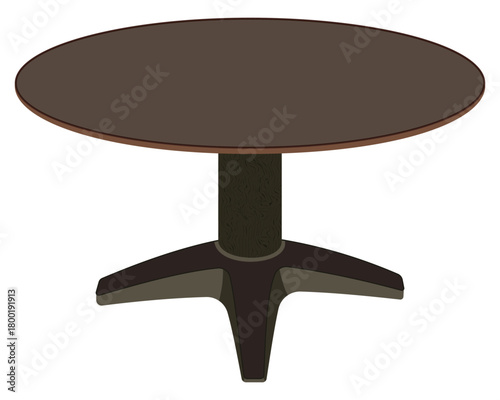 Round wooden table with central pedestal base vector illustration