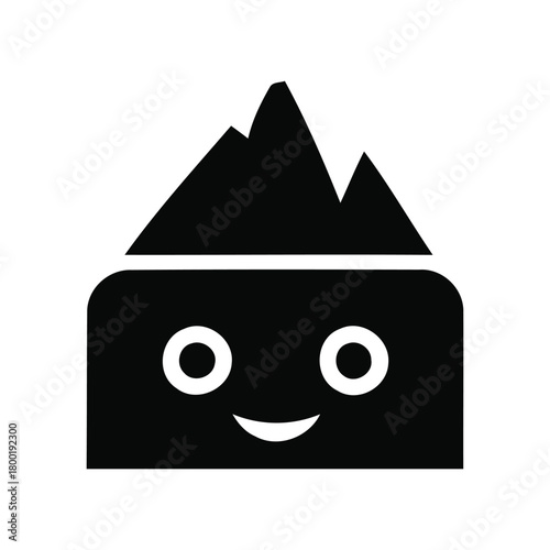 Cute abstract mountain illustration smiling face logo modern simple design