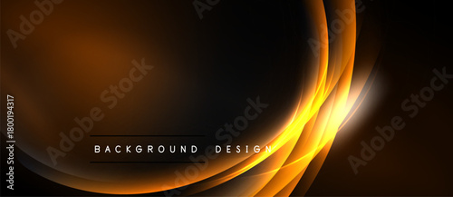 Abstract orange waves, dark background. Smooth curves create dynamic visual effect. Modern design element for presentations, graphics.