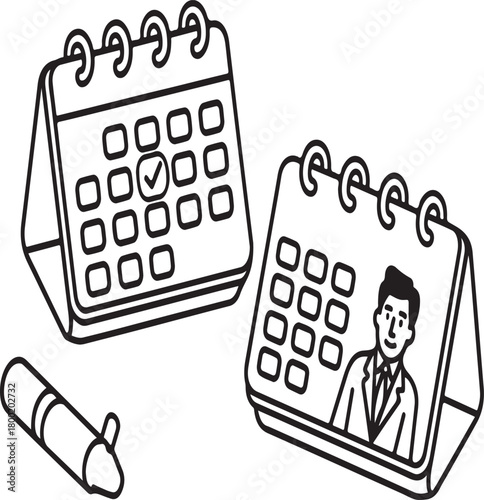 Two outline calendars showing important dates and scheduled meetings for business and personal organization.