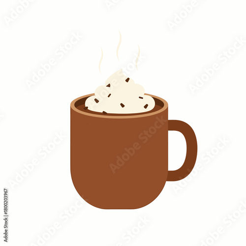 Festive Flavors A Simple Flat Icon of a Delicious Hot Chocolate with Whipped Cream, Perfect for Lunar New Year Celebrations