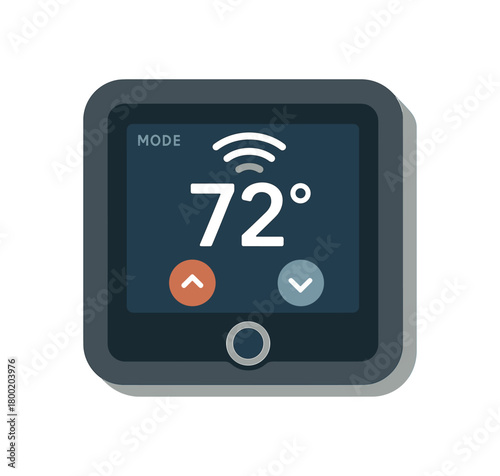 Smart thermostat flat vector illustration isolated on white background
