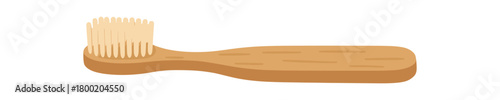 Bamboo toothbrush flat vector illustration isolated on white background