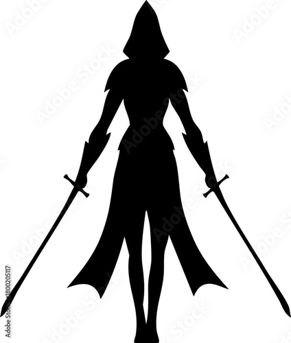 Silhouette of a warrior with dual swords