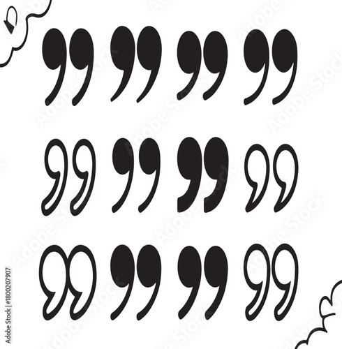 Black stylized quotation marks arranged in rows suitable for text emphasis and testimonial display