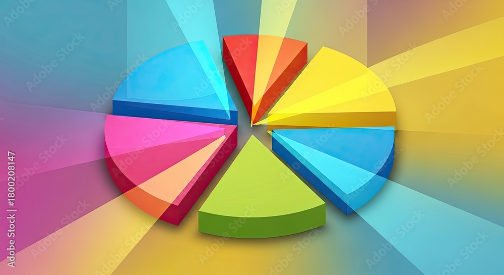 Fototapeta premium Pie Chart Abstraction Market Share Distribution with Vibrant Playfulness..jpeg