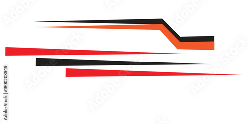 Automotive racing cars stripes decal pack vector, modern red black orange speed