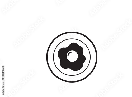 Fried Egg Icon in Concentric Circles, Minimalist Breakfast Symbol Vector