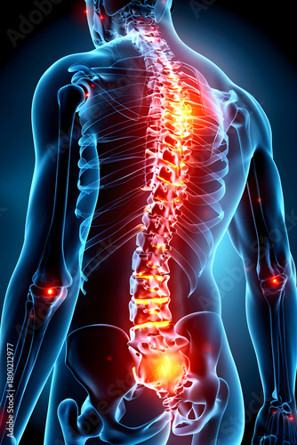 Clinical Visualization of the Human Spine with Highlighted Pain and Inflammation Zones
