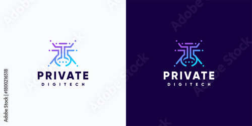 A series of digital tech privacy point logo designs and business cards. For technology, internet, systems, Artificial Intelligence, and computer symbols. Modern inspirational logo designs.