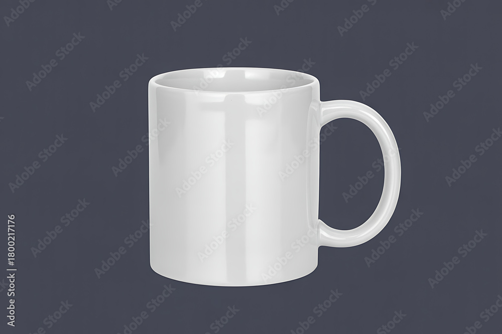Obraz premium White ceramic mug with handle on a dark background