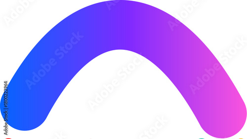 A smooth, curved arch shape with a vibrant blue to pink color gradient on a white background.