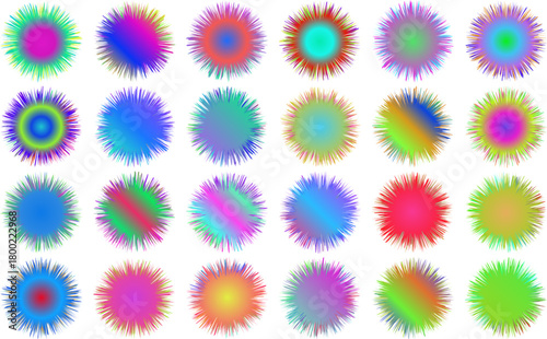 Abstract burst isolated on featuring a collection of colorful and dynamic radial patterns, creating a visually stimulating and energetic composition