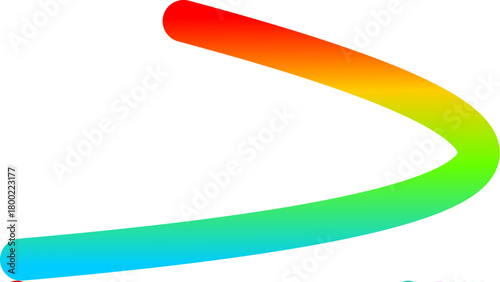 A smooth, flowing curved line with a vibrant rainbow color gradient on a clean white background.