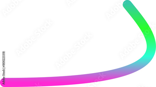 A vibrant gradient curved line transitioning from pink through blue to green on a white background.