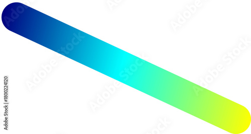 A sleek diagonal bar with a smooth color gradient from blue to green on a white background.