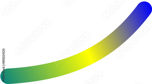 Vibrant curved arc with a smooth gradient transition from green through yellow to blue on a white background.