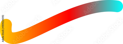 A vibrant, colorful swoosh with a smooth gradient from yellow and red to bright cyan on a white background.