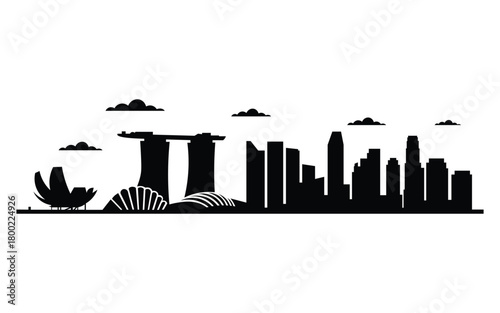 Singapore city skyline silhouette isolated on white background