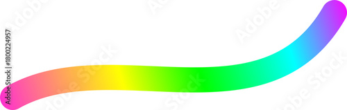 A vibrant, flowing brush stroke with a smooth rainbow gradient on a clean white background.