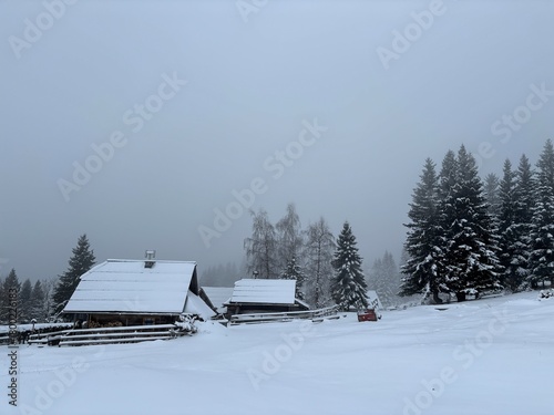 Velika planina in Slovenia, winter landscape