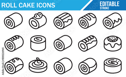 Black and white roll cake artwork ideal for menus and food branding