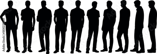 Diverse group of men in silhouette standing in different poses