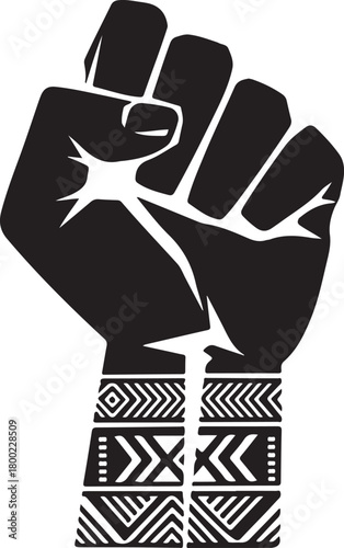 Black Lives Matter Fist with Ethnic African Pattern on Wrist