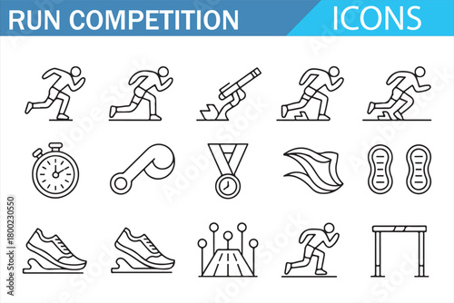 Racing outline symbol set for athletic apps and training materials