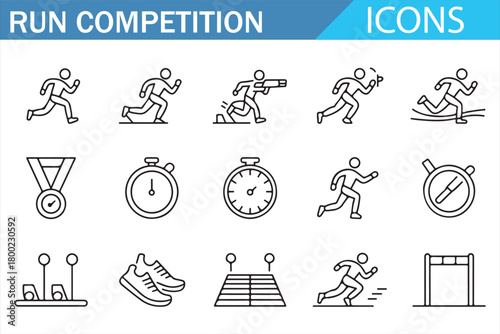 Run event linear illustrations for marathon and sprint graphics