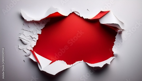Wallpaper Mural A White Paper With Torn Edges Exposing A Red Background And A Central Copy Space Image Torontodigital.ca