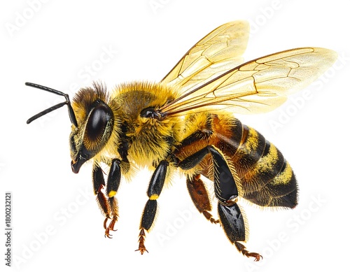 Detailed close-up of a Western Honey Bee showcasing intricate body details and wings