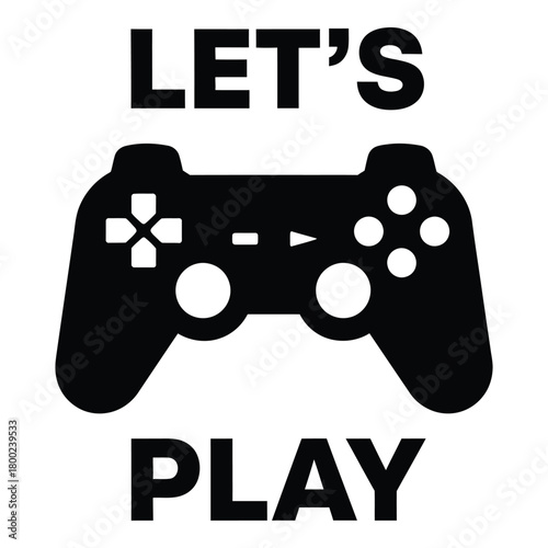 Lets play video game controller with simple black and white design