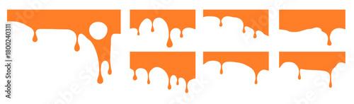 Melt orange drip background with caramel honey cheese and wave flow sauce. Toffee border juice with melt design and orange drip elements for line 3D. Slime smooth aesthetic for food applications.