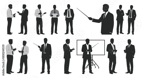 Businessmen Silhouettes in Various Poses and Interactions businessman meeting