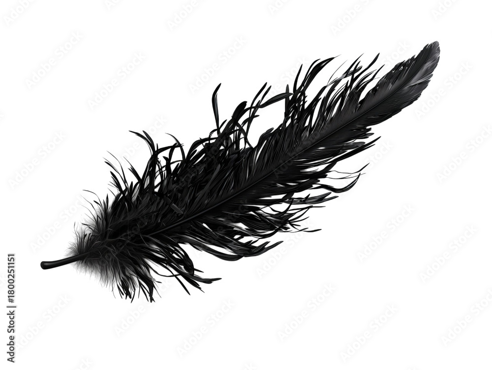 Obraz premium PNG of A delicate black feather gracefully floating against a clean background, evoking feelings of elegance and mystery.