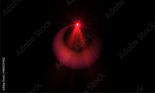 Red light flare effect on black background for design overlays and photography projects