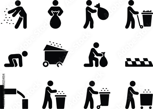 Take Out Rubbish Icon Set Trash Removal Icon Pack