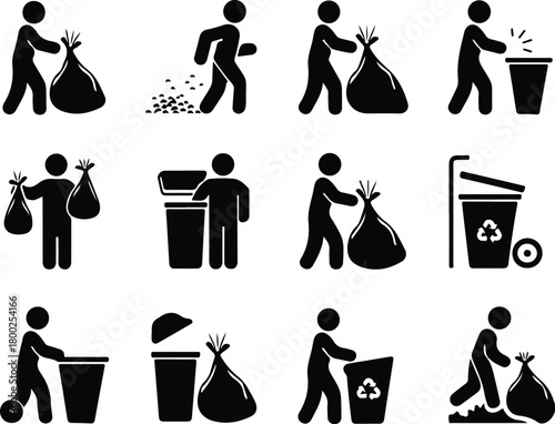 Take Out Rubbish Icon Set Trash Removal Icon Pack