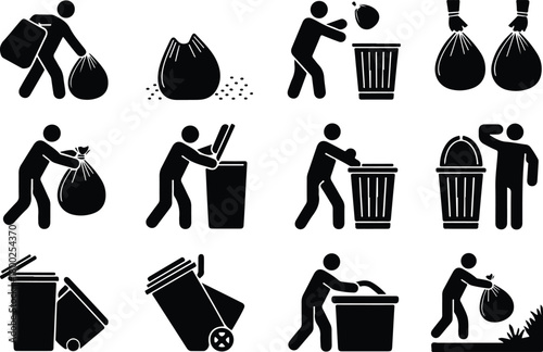 Take Out Rubbish Icon Set Trash Removal Icon Pack