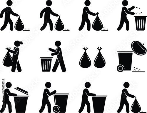 Take Out Rubbish Icon Set Trash Removal Icon Pack