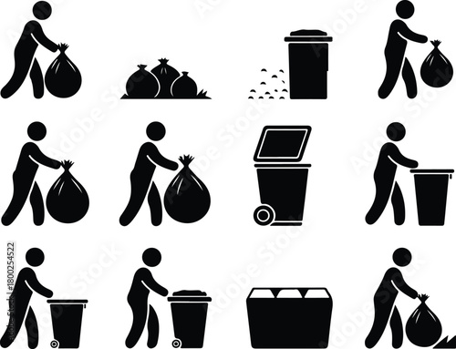 Take Out Rubbish Icon Set Trash Removal Icon Pack
