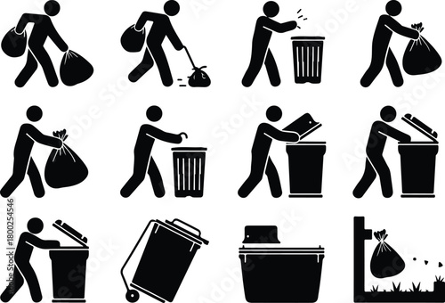 Take Out Rubbish Icon Set Trash Removal Icon Pack